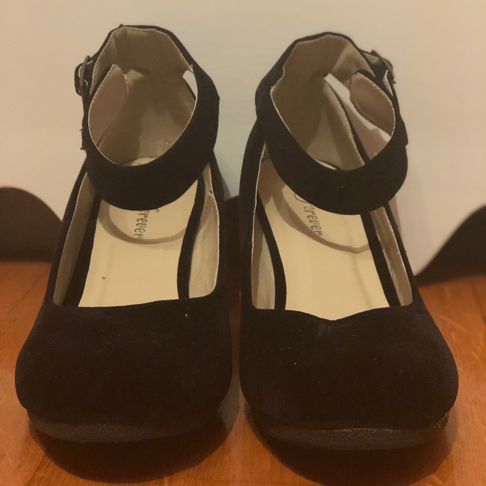 Black Velvet Wedge Heels